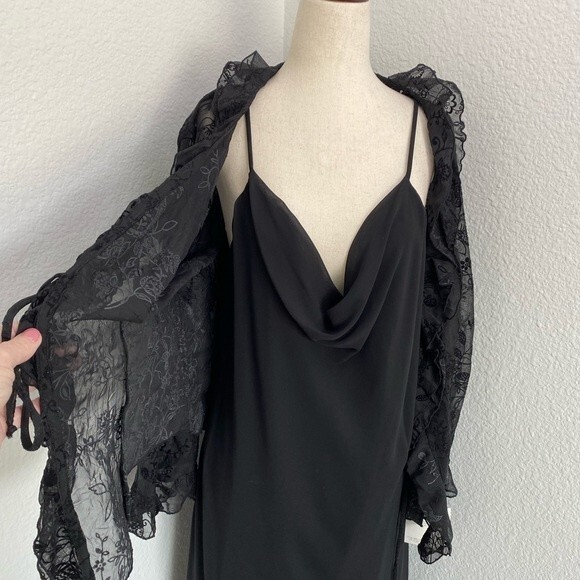NWT  CDC Slip Dress Matching Lace Velvet Formal Evening Jacket Black SZ 14 - Picture 1 of 15